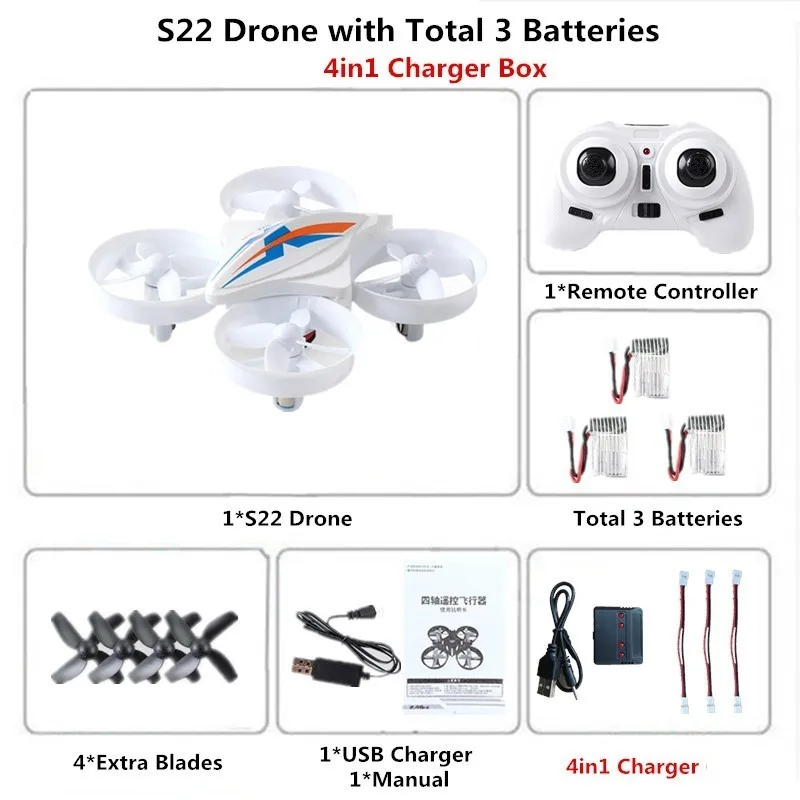 Mini Drone RC Helicopter Remote Control Quadcopter 2.4GHz 6-Axis Gyro Headless Mode Quadrocopter Drones Toys for Children - Цвет: W4