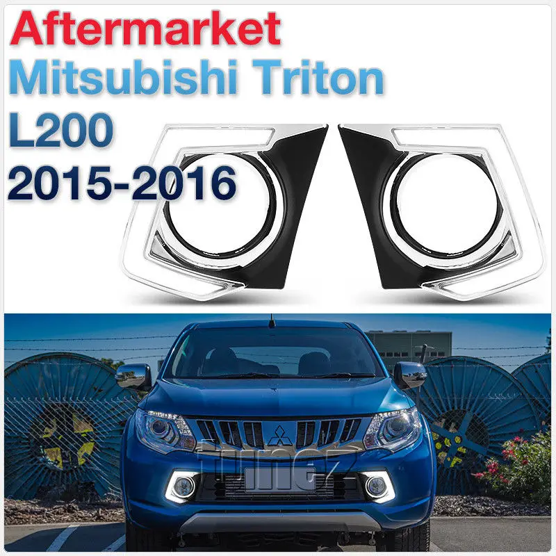 

Dimming Style Relay Waterproof 12V Chromed Cover Car LED DRL Daytime Running Light For Mitsubishi Triton L200 2015 2016