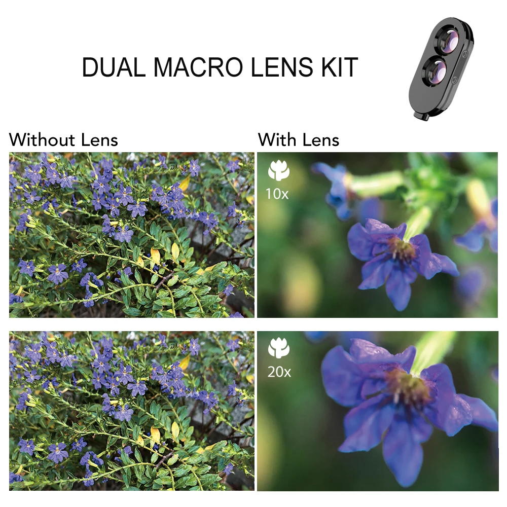 APEXEL 3 in 1 Dual Macro Lens Case Set Wide Angle Telephoto Fisheye Lens With PU Leather Phone Case Kit For iPhone X,XS,XS Max