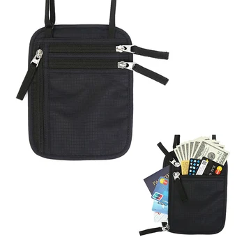 

Travel Neck Pouch Passport Holder RFID Blocking Neck Wallet Hidden Wallets for Cards Money Passport Phone Documents 8 T