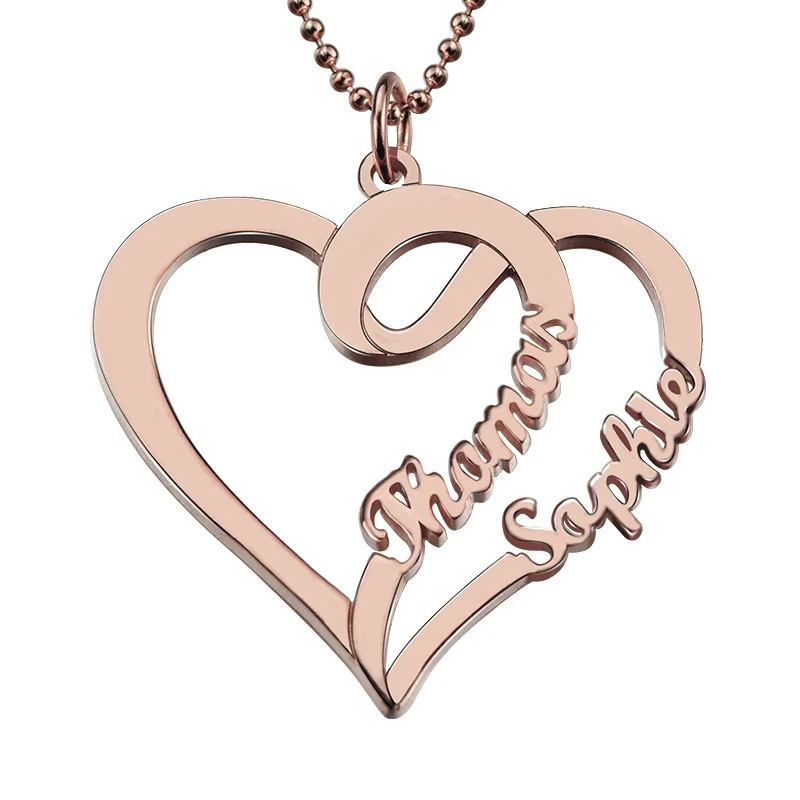Personalized Intertwined Heart in Heart Necklace Rose Gold Color 2