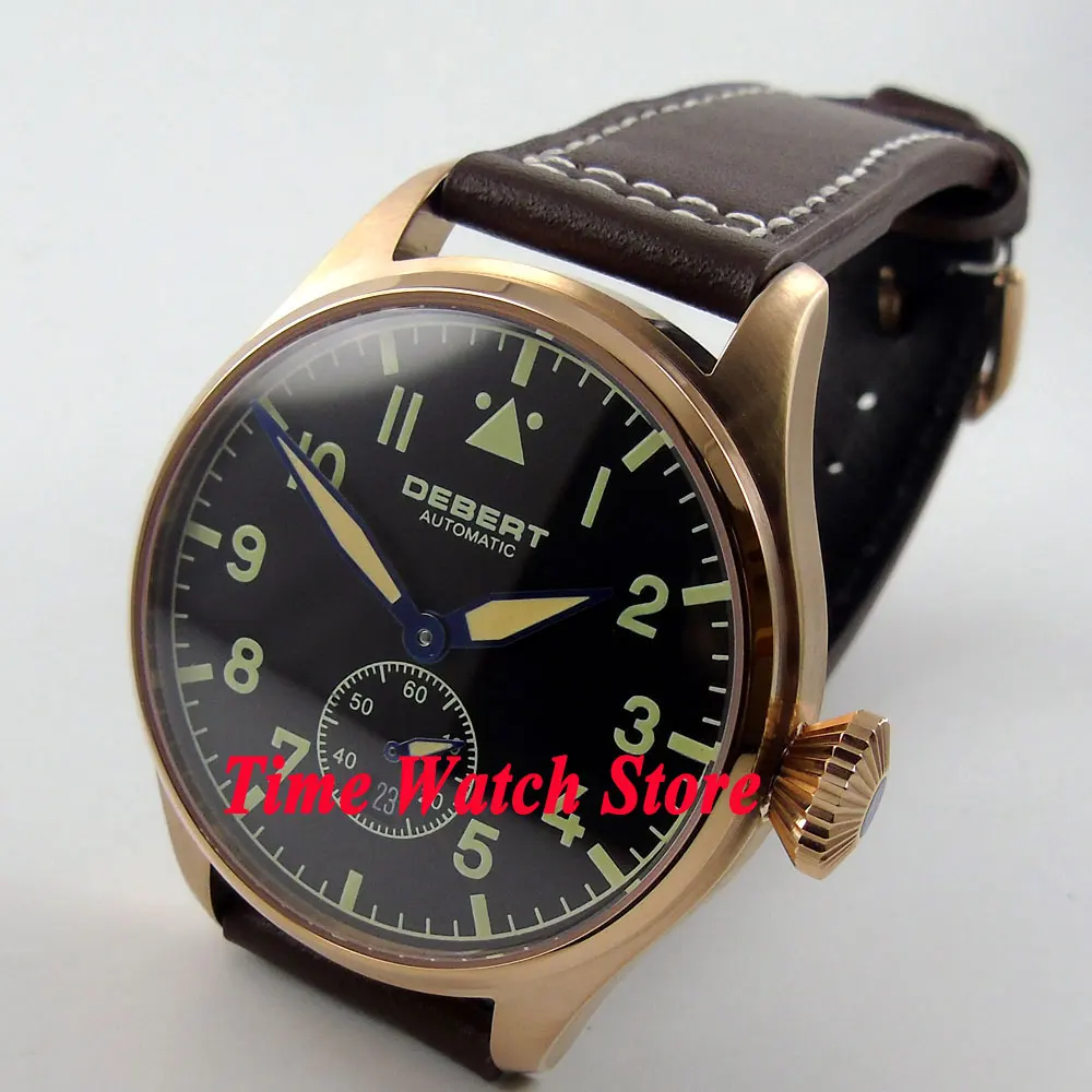 DEBERT 42mm black dial date green marks luminous Sapphire Glass Automatic men's watch DE19 DEBERT 42mm black dial date green marks luminous Sapphire Glass Automatic men's watch DE19