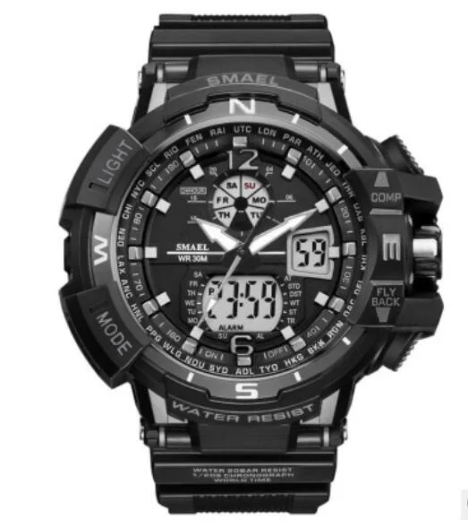 SMAEL, водонепроницаемые спортивные мужские часы, ударные часы, relogio, военные, армейские, мужские наручные часы, цифровые, montre homme, электронные часы - Цвет: Black Grey