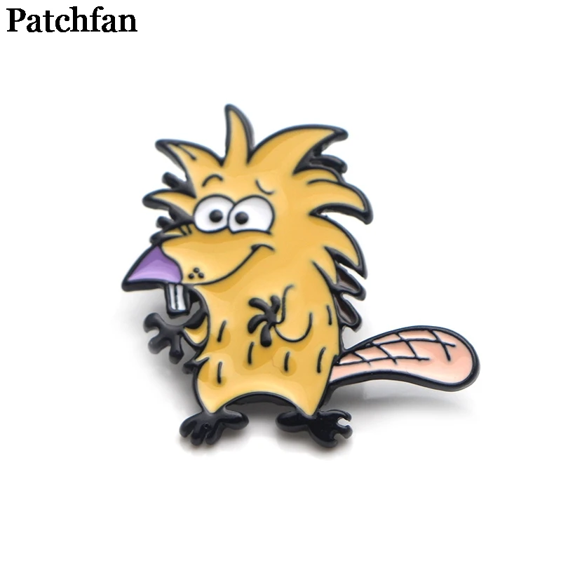 

Patchfan The Angry Beaver Zinc alloy tie pins badges para shirt bag clothes cap backpack shoes brooches badges decorations A2041