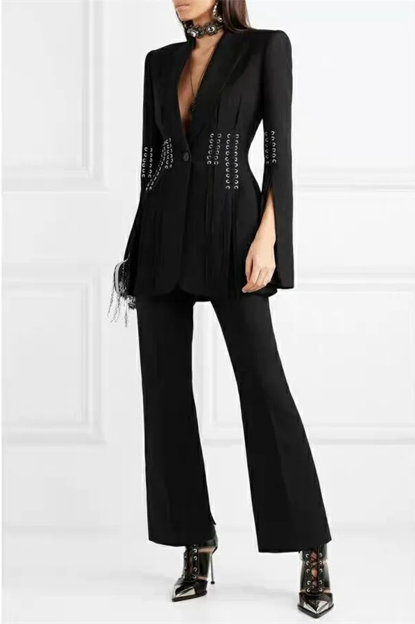 New Style Fashion Cool Sexy Women Blazer The corns are tethered with a fork Deep V-neck celebrity body con Blazers wholesale