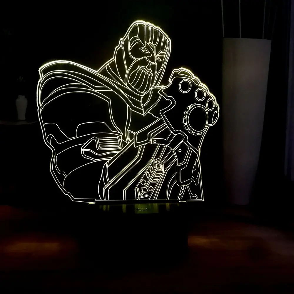 Новинка светодиодный ночник Marvel фигурка злодея Thanos USB сенсорная настольная лампа