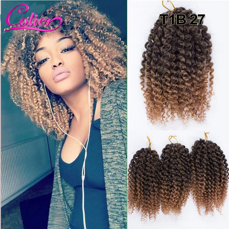 T1B/27 Color 8 inch Marlybob Crochet Braids Hair Curly
