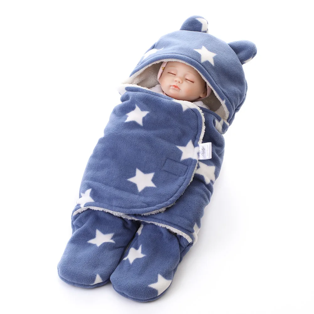 

Newborn Baby Sleeping Bag Sleepsack Toddlers Blanket Swaddle Winter Wrap Coral Fleece Sleeping Bag Double Layer Warm for Kids
