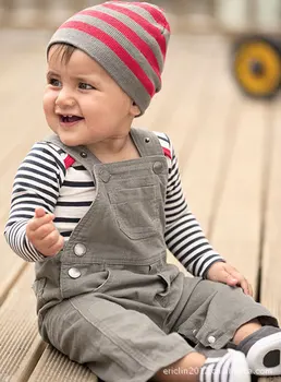 

Fashion baby boy clothes kids overalls + baby rompers + hat toddler 3pcs outfits baby boy clothing sets