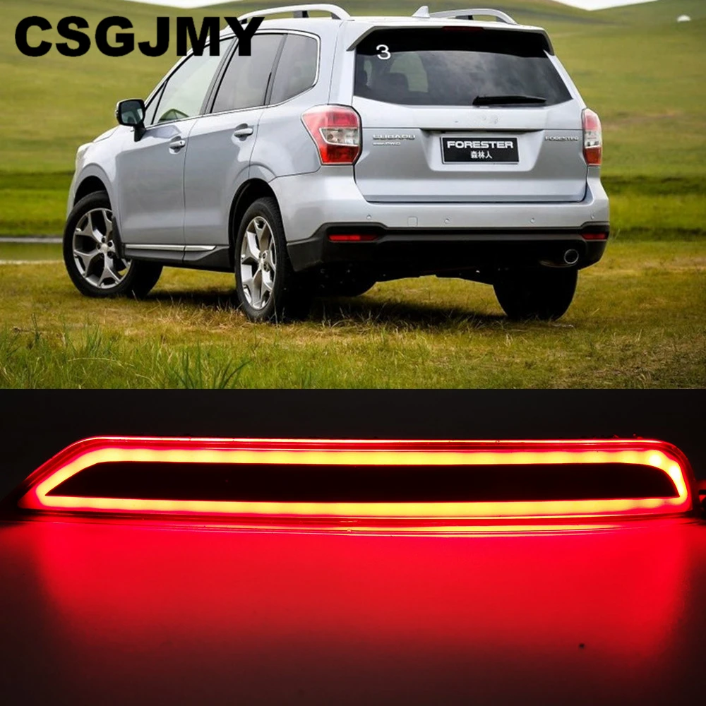

CSGJMY 2PCS LED For Subaru Forester 2008-2018 LED Rear Bumper Reflector Light Red Car Driving Brake Fog Trim Molding Tail Lamp