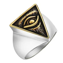 Винтажное серебряное мужское кольцо Illuminati Devil Eye Symbol кольцо с узором золотого цвета высокого качества из нержавеющей стали мужские кольца для мужчин подарок