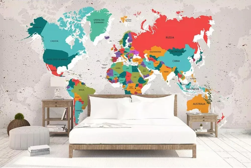 beibehang ورق جدران تلفزيون ملون نمط أمريكي قديم زخرفة جدارية ثلاثية الأبعاد لخريطة العالم wallpapers aliexpress