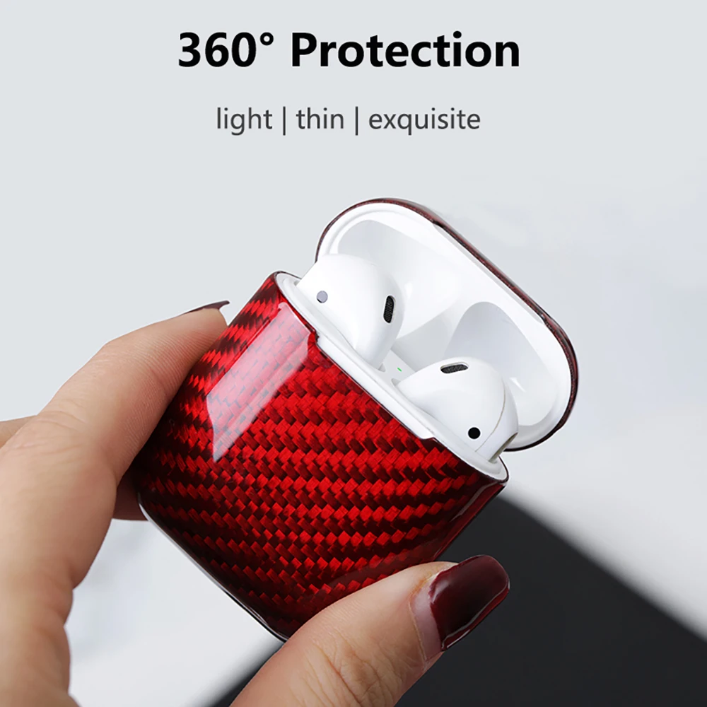 

Dustproof Shockproof Carbon Fiber Earphone Protective Case For Apple AirPods 1 2 Slim Light Luxury Cover for Apple AirPods Case