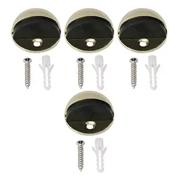 

4PCS Golden Zinc Alloy Round Door Stop Stoppers 1.69x1.46inch Floor Mounting Rubber Buffer Home Hotel Doors