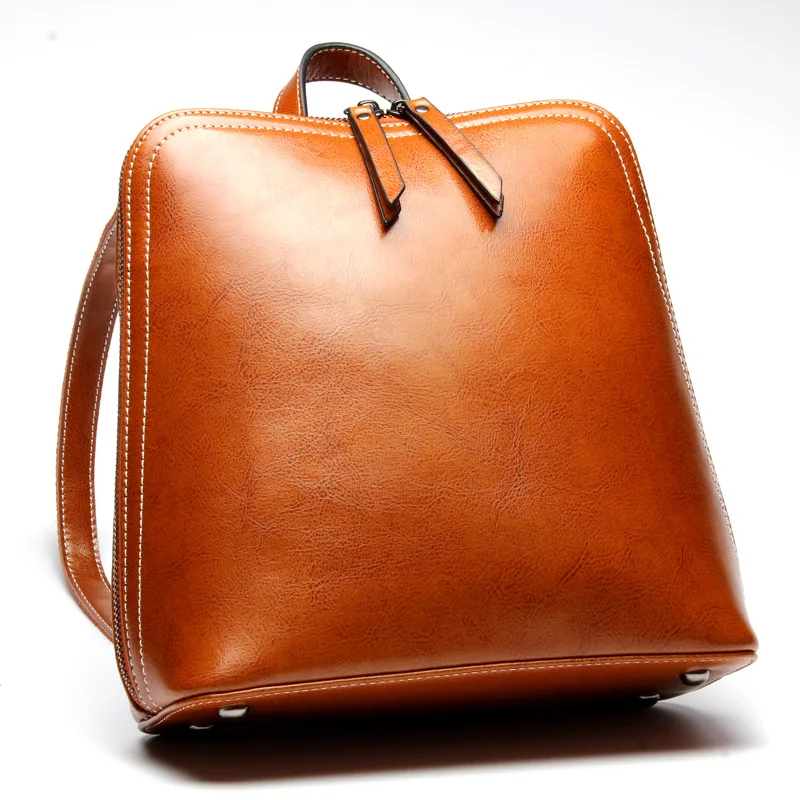 

Ms. explosion models vertical square leather backpacks Korean style fashion leather large capacity zipper backpack