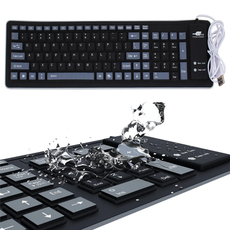  New Foldable Silicone Keyboard USB Wired Silicon Flexible Soft Waterproof Roll Up Silica Gel Keyboa