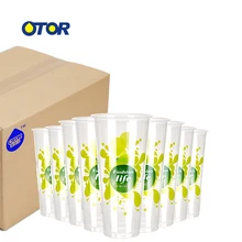 OTOR 100 шт 17 унций 22 унции одноразовый полипропиленовый прозрачный пластиковый чашки с крышками для горячих и холодных напитков со льдом кофе пузырьков Boba смузи