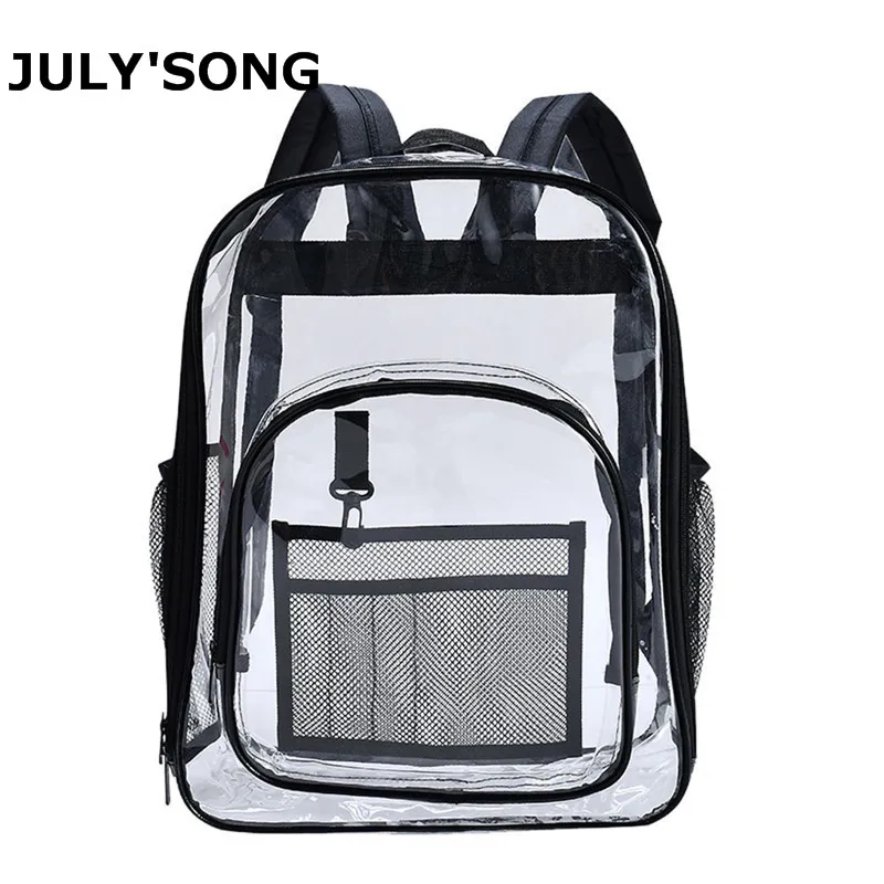 

JULY'S SONG Clear Transparent Backpack Women Pvc Large Capacity Student Backpack Bag Girl School Shoulder Bag Rucksack New