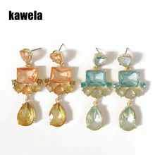 Оранжевый Синий Шарм слеза серьги личности длинные капли