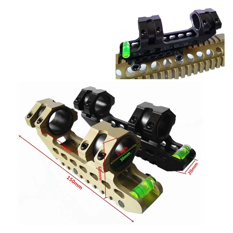 

FIRECLUB 25mm 30mm Cantileve One Piece Rifle Scope Solid ACD Mount Anti Cant Device Bubble Level 150mm Mount black/Tan