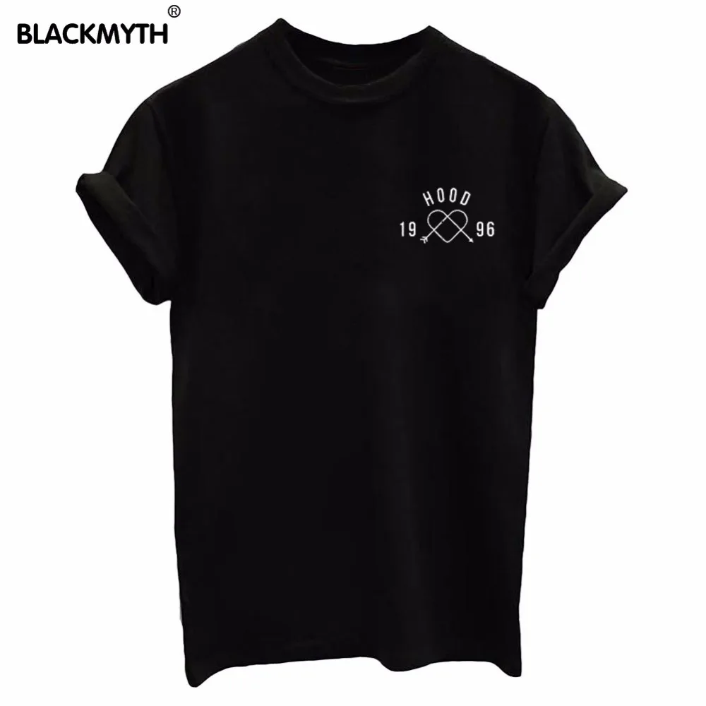 

1996 HOOD Black Women T-shirt Funny Tops Tees O Neck Short Sleeve T shirts Harajuku
