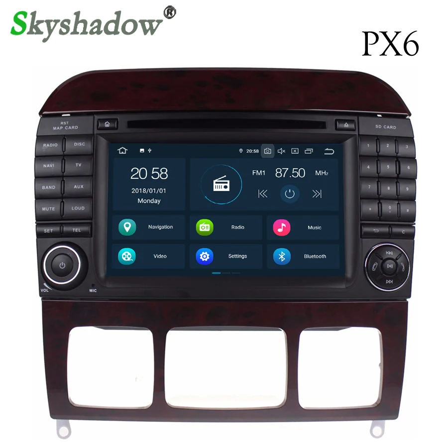 

DSP PX6 Android 9.0 6 Core 4G + 32GB Bluetooth Radio GPS Map Wifi Car DVD Player For Benz S-Class W220 S400 S420 S430 W215 CL600