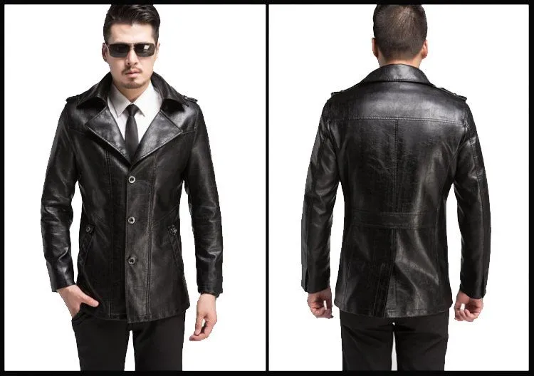 BATMO Новое поступление высококачественная повседневная куртка из искусственной кожи для мужчин, зимнее пальто с отложным воротником для мужчин, повседневное пальто