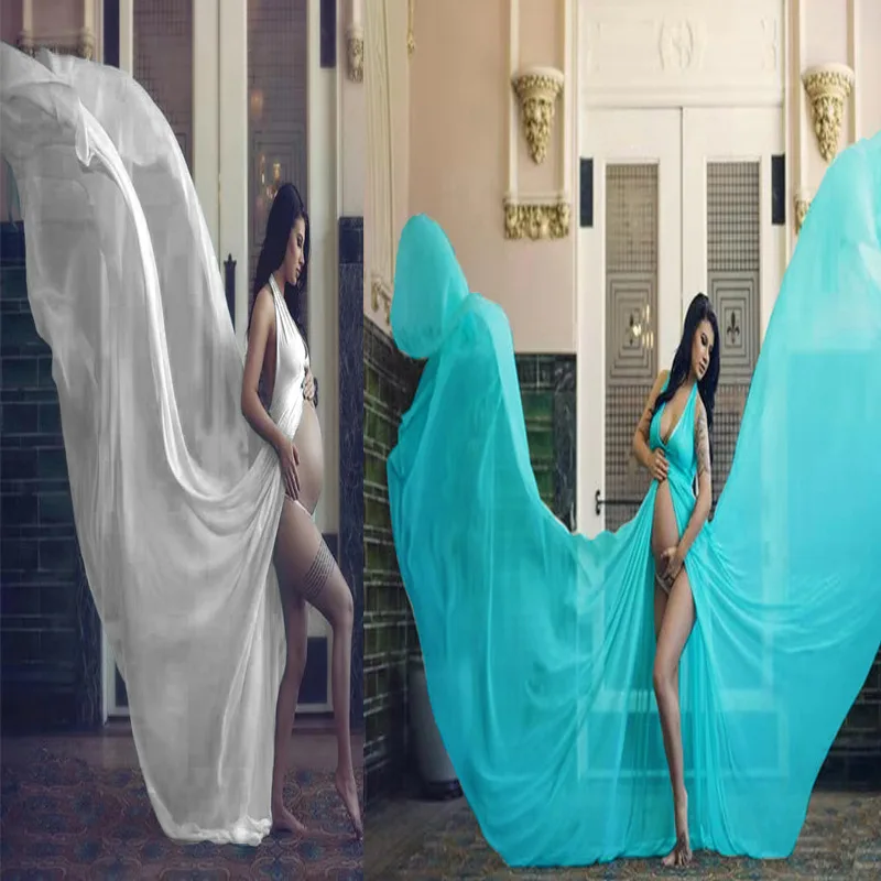 New Women Pregnancy Dress For Photo Shooting Sexy Front Split Maternity Dresses Photography Props Sleeveless Maxi Maternity Gown (1)
