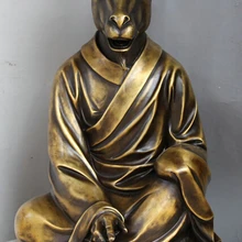 USPS в США S2492 2" Старый Китайский Меди Сиденье Знак Год Овцы Козы тело Статуя Скульптура