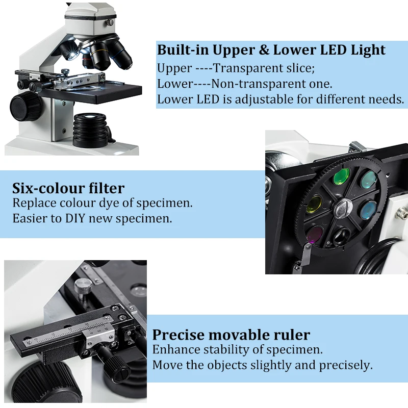 LED Microscope 1000x Trinocular Optics for Kids Student Adult with Phone Adapter Microscopio Sample Family School Education Tool LED Microscope 1000x Trinocular Optics for Kids Student Adult with Phone Adapter Microscopio Sample Family School Education Tool