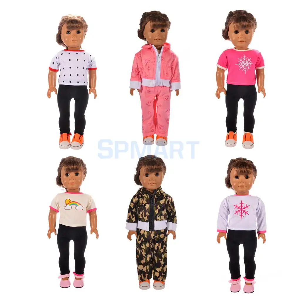 

6 Sets Clothes Outfit Top & Pants for 18'' American Girl Journey My Life Our Generation Doll Accessories