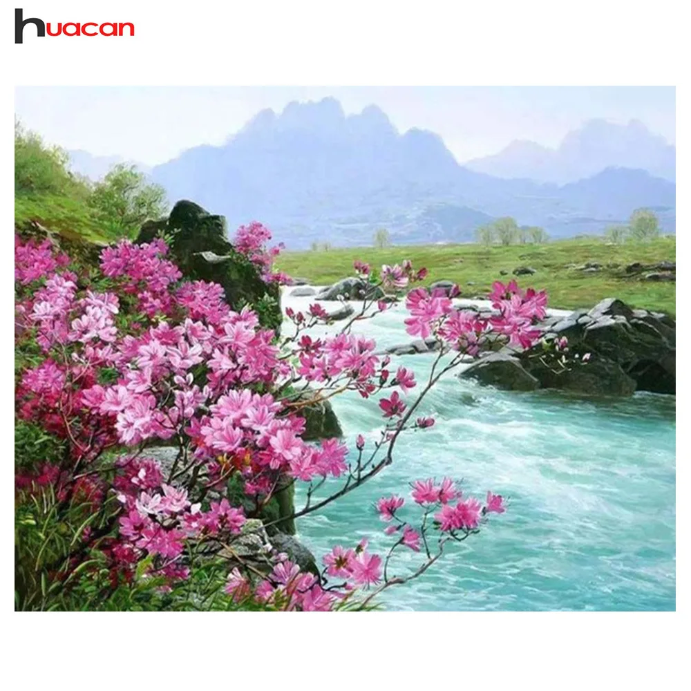 

HUACAN Diamond Embroidery Flower Diamond Painting Landscape Picture of Rhinestones DIY Full Square Mosaic Home Decor