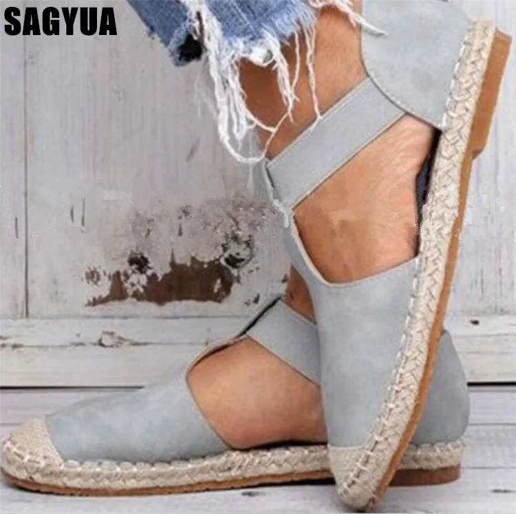 

New women sandals Large size Weaving flat Fisherman shoes ladies Breathable Low help outdoor Beach shallow Female flats A755