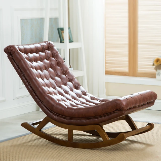 Moderne Ontwerp Rocking Lounge Stoel Lederen en Hout Voor Meubelen ... Moderne Ontwerp Rocking Lounge Stoel Lederen en Hout Voor Meubelen ...
