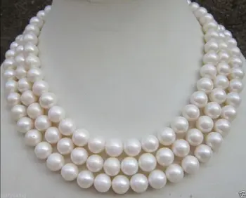 

9-10MM AAA NATURAL PERFECT ROUND SOUTH SEA WHITE PEARL NECKLACE 50"