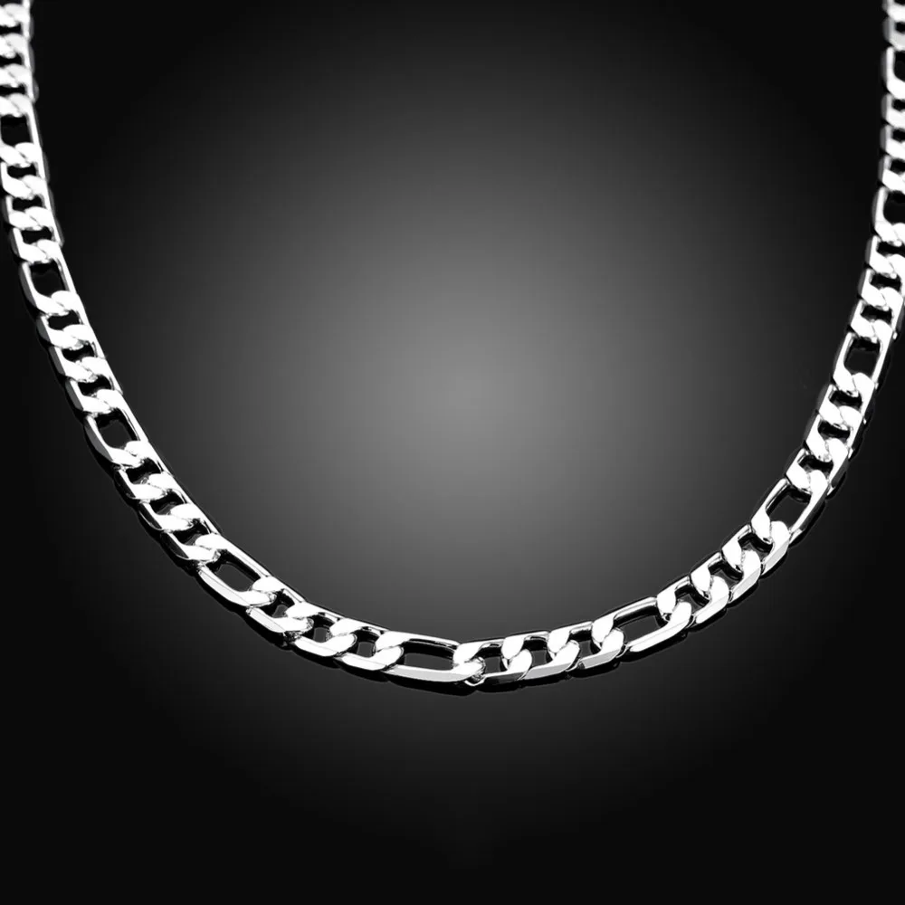8 мм 18 дюймов 925 Серебряная цепочка 925 Серебряное ожерелье Мужская цепочка 8 м плоская цепь для мужчин ювелирные изделия из стерлингового серебра мужское ожерелье DK