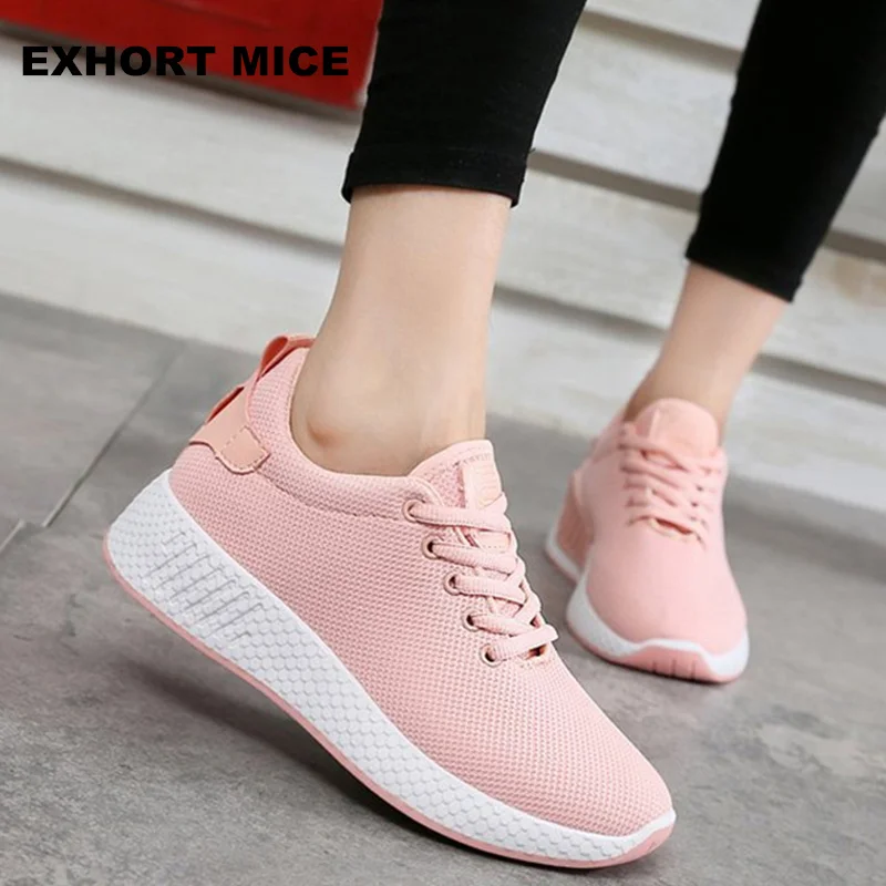 

Comfortable women sneakers air mesh spring/autumn shoes solid black/white/pink female shoes zapatillas mujer plus size 35-40