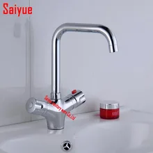 Thermostatic ванная комната кран палуба гора, Полированный хром кран горячей-холодной воды постоянный контроль температуры смеситель