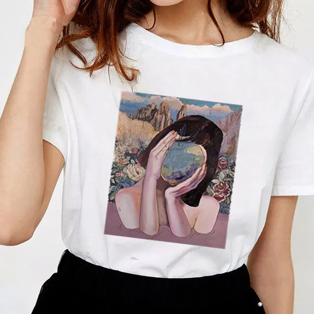 

2019 Summer T-Shirt Short-sleeved New Fashion Large Size Painter's Work Oil Painting Casual tops Harajuku T-shirt Lost World T