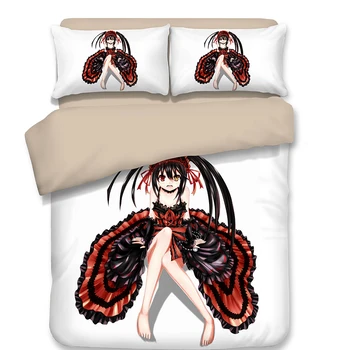 

Anime Cartoon Tokisaki Kurumi duvet cover Quilt Cover Printed Bedding Set With Pillow Cases 3pcs Duvet Cover bedclothes