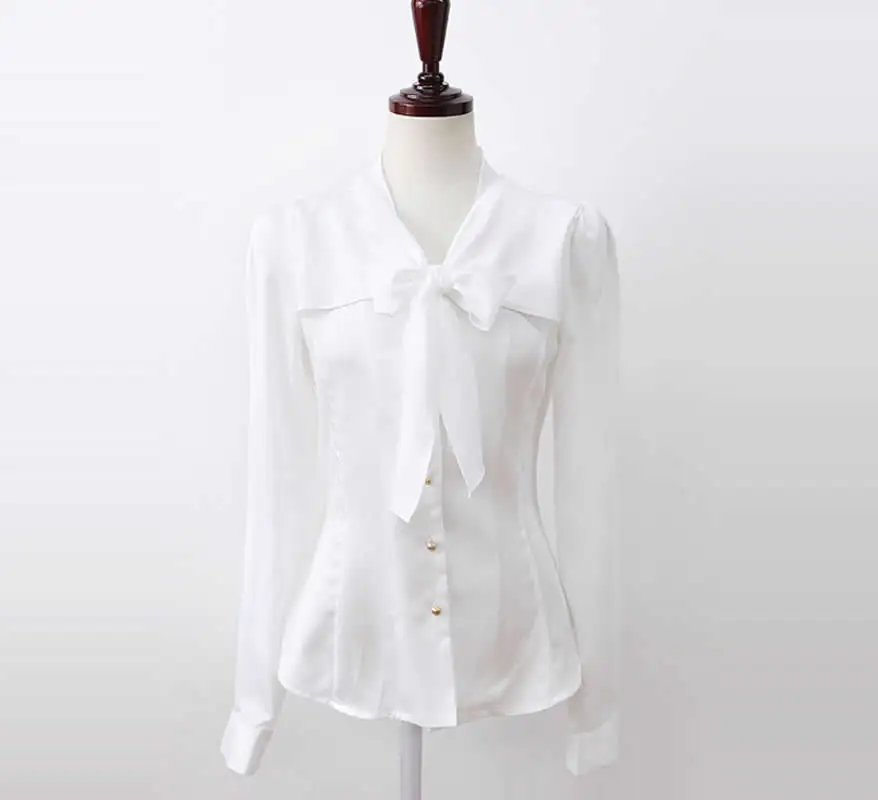 Блузка женская с длинным рукавом и бантом офисная большого размера|top blouse shirt|top