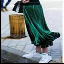 Для женщин Высокая Талия однотонные юбки расклешённая и в складку женские пляжные Повседневное длинная юбка Для женщин s сарафан Falda юбка для Для женщин s