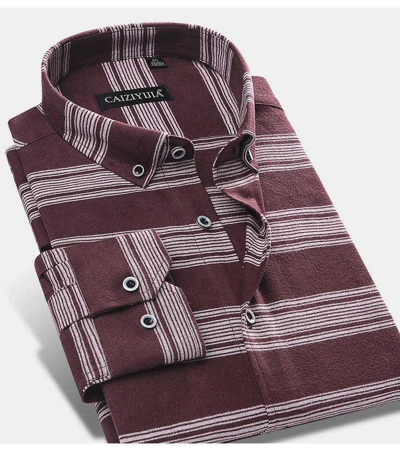 GREVOL Осенние повседневные полосатые мужские рубашки Slim Fit Мужские рубашки брендовые рубашки с длинными рукавами с геометрическим узором