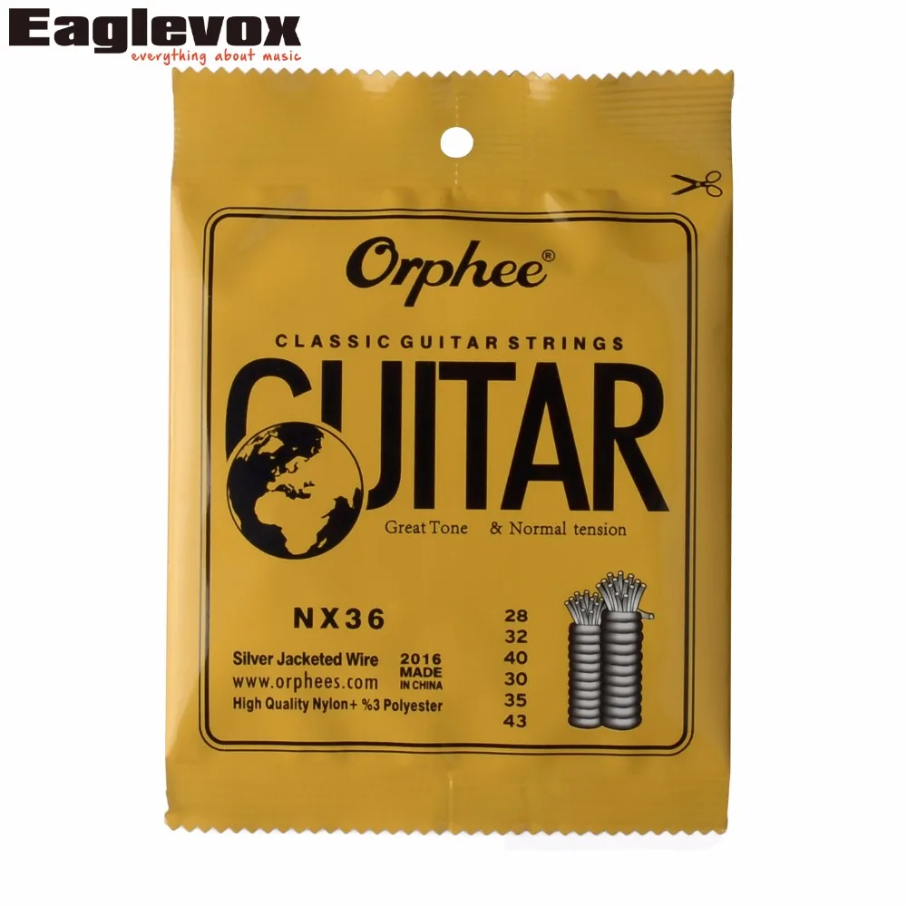 Sliver Jacketed Hard Tension Classic Guitar Strings 028/043" High