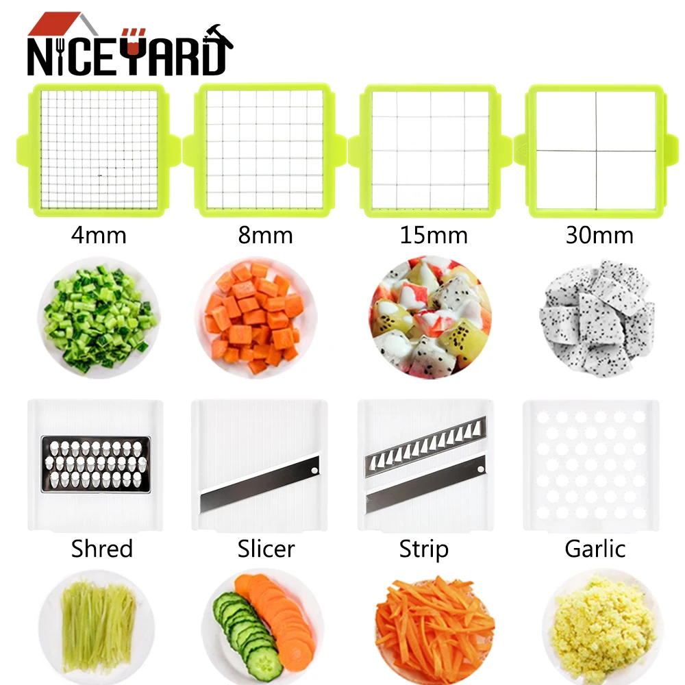 

Onion Mushroom Tomato Slicer Kitchen Vegetable Slicer Multifunction Vegetable Cutter Stainless Steel Quick Vegetable Dicer Set