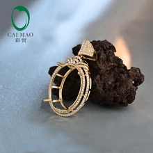 14kt желтый/золото Овальный 23x18 мм настоящий бриллиант Обручение полу крепление уникальный кулон установка