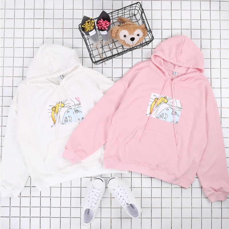 

Japanese Funny Cartoon Printed Women Sweaters 2019 Spring New Fashion Pullovers Long Sleeve Casual Tops 64095
