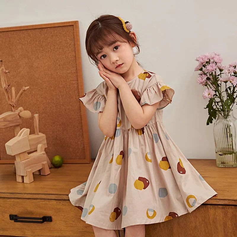 

Girls Dresses Girls Colorful Dot Printed Teenagers Dress Ruffles Flying Sleeve Party Dress Casual Vestido Girls Summer Clothing