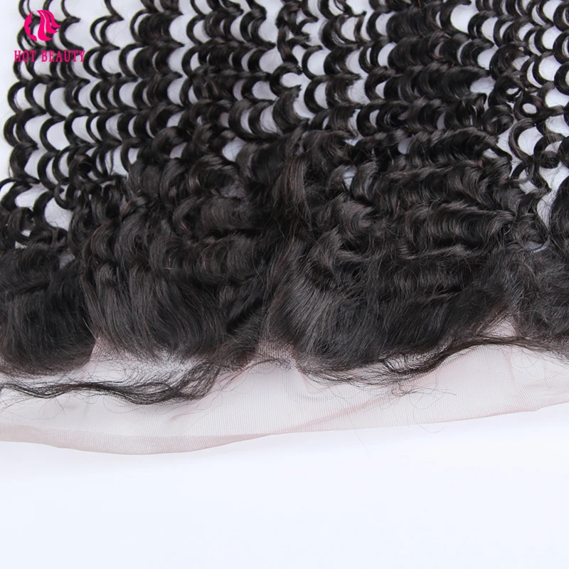 Hot Beauty Hair Pre Plucked Peruvian Deep Wave Lace Frontal 13*4 Ear To Ear Free Part Natural Color Remy Human Hair