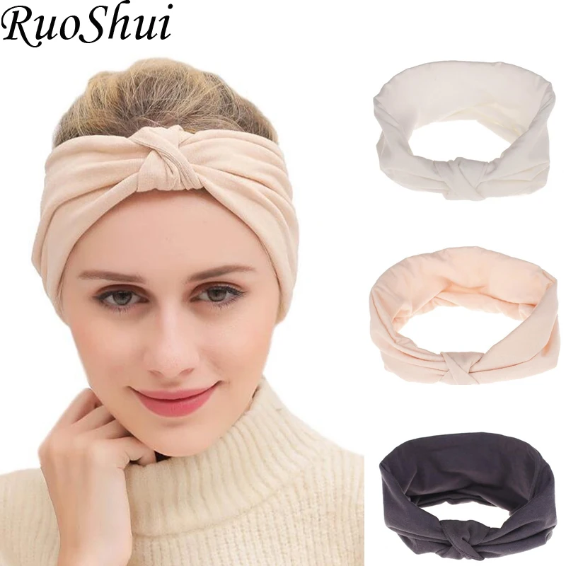 

1 PC Women Female DIY Fashion Elasticity Bowknot Turban Headband Sport Yoga Headwear Adult Bows Solid Color Hair Accessories